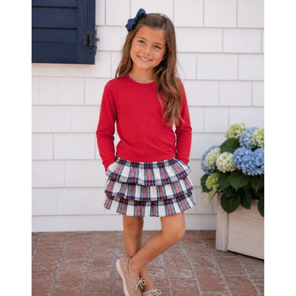 Vineyard Vines Other - NWT Vineyard Vines Girls Tiered Plaid Dress Red Long Sleeve Preppy Coastal 7- 8